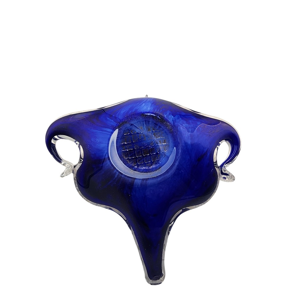 Vintage Cobalt Blue Hand Blown Art Glass Swan Bowl Dish Centerpiece 8 Inch - Picture 5 of 6